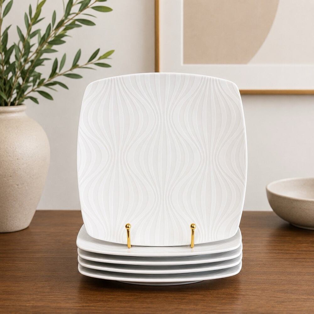 6 x Jonathan Adler Happy Home Lantern 8” Plates Coastal Contemporary Modern